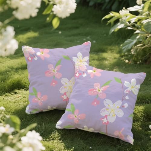 Outdoor Kissen 60x60 cm 2er Set Kissenbezug Lila Kissen Deko Kissenbezüge Atmungsaktiv Wetterfest, Quadrat Sofakissen Samtstoff Kissenhülle Blumen Outdoorkissen für Garten Balkon Deko Geschenke e130 Outdoor Kissen 60x60 cm 2er Set Kissenbezug Lila Kissen Deko Kissenbezüge Atmungsaktiv Wetterfest, Quadrat Sofakissen Samtstoff Kissenhülle Blumen Outdoorkissen für Garten Balkon Deko Geschenke e130 von Donpeer