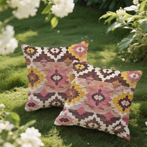 Outdoor Kissen 60x60 cm 2er Set Kissenbezug Rosa Kissen Deko Kissenbezüge Atmungsaktiv Wetterfest, Quadrat Sofakissen Samtstoff Kissenhülle Böhmen Outdoorkissen für Garten Balkon Deko Geschenke e148 Outdoor Kissen 60x60 cm 2er Set Kissenbezug Rosa Kissen Deko Kissenbezüge Atmungsaktiv Wetterfest, Quadrat Sofakissen Samtstoff Kissenhülle Böhmen Outdoorkissen für Garten Balkon Deko Geschenke e148 von Donpeer