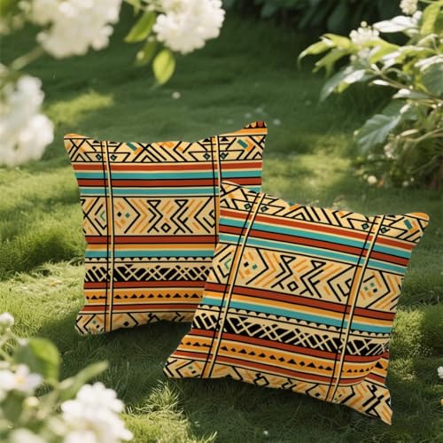 Outdoor Kissen 80x80 cm 2er Set Kissenbezug Abstrakt Kissen Deko Kissenbezüge Atmungsaktiv Wetterfest, Quadrat Sofakissen Samtstoff Kissenhülle Indisch Outdoorkissen für Couch Balkon Garten Deko e108 Outdoor Kissen 80x80 cm 2er Set Kissenbezug Abstrakt Kissen Deko Kissenbezüge Atmungsaktiv Wetterfest, Quadrat Sofakissen Samtstoff Kissenhülle Indisch Outdoorkissen für Couch Balkon Garten Deko e108 von Donpeer