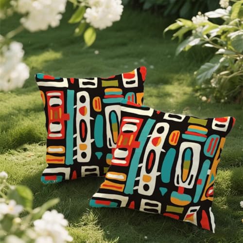 Outdoor Kissen 80x80 cm 2er Set Kissenbezug Abstrakt Kissen Deko Kissenbezüge Atmungsaktiv Wetterfest, Quadrat Sofakissen Samtstoff Kissenhülle Stammesmuster Outdoorkissen für Garten Balkon Deko e86 Outdoor Kissen 80x80 cm 2er Set Kissenbezug Abstrakt Kissen Deko Kissenbezüge Atmungsaktiv Wetterfest, Quadrat Sofakissen Samtstoff Kissenhülle Stammesmuster Outdoorkissen für Garten Balkon Deko e86 von Donpeer