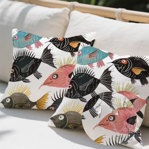 Outdoor Kissen 80x80 cm 2er Set Kissenbezug Fisch Kissen Deko Kissenbezüge Atmungsaktiv Wetterfest,Quadrat Sofakissen Samtstoff Kissenhülle Abstrakt Outdoorkissen für Garten Balkon Deko Geschenke e704 Outdoor Kissen 80x80 cm 2er Set Kissenbezug Fisch Kissen Deko Kissenbezüge Atmungsaktiv Wetterfest,Quadrat Sofakissen Samtstoff Kissenhülle Abstrakt Outdoorkissen für Garten Balkon Deko Geschenke e704 von Donpeer