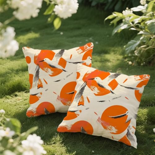 Outdoor Kissen 80x80 cm 2er Set Kissenbezug Orange Farbe Kissen Deko Kissenbezüge Atmungsaktiv Wetterfest, Sofakissen Samtstoff Kissenhülle Vogel Outdoorkissen für Garten Balkon Deko Geschenke e80 Outdoor Kissen 80x80 cm 2er Set Kissenbezug Orange Farbe Kissen Deko Kissenbezüge Atmungsaktiv Wetterfest, Sofakissen Samtstoff Kissenhülle Vogel Outdoorkissen für Garten Balkon Deko Geschenke e80 von Donpeer