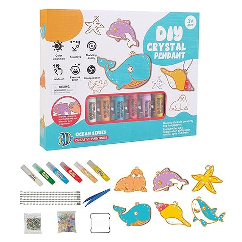 Donubiiu DIY Crystal Paint Arts and Crafts Set, DIY Crystal Pendant Kit, Diamond Painting Keychains Kit for Girls Crafts, Bake-Free Crystal Color Glue Painting Pendant Toy (G) von Donubiiu