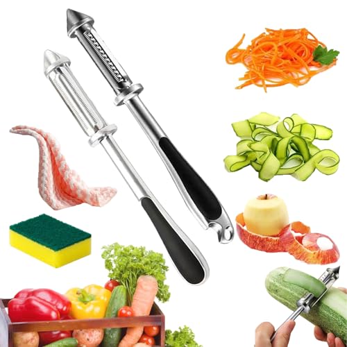 Donubiiu Drei-in-Eins-Schäler, All In One Vegetable Peeler, Universal-sparschäler, 3-in-1 Multifunktions-Gemüseschäler aus Edelstahl, Gezähnt Obst Schäler, Universalschäler für Obst und Gemüse (2P-1) von Donubiiu