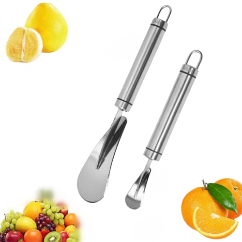 Donubiiu Stainless Steel Pomelo Opener, Fruit Grapefruit Opener Cutter, Food Grade Stainless Steel Fruit Peeler, 2024 New Stainless Steel Kitchen Pomelo Knife, Easy to Use and Carry (Mix 2PCS) von Donubiiu