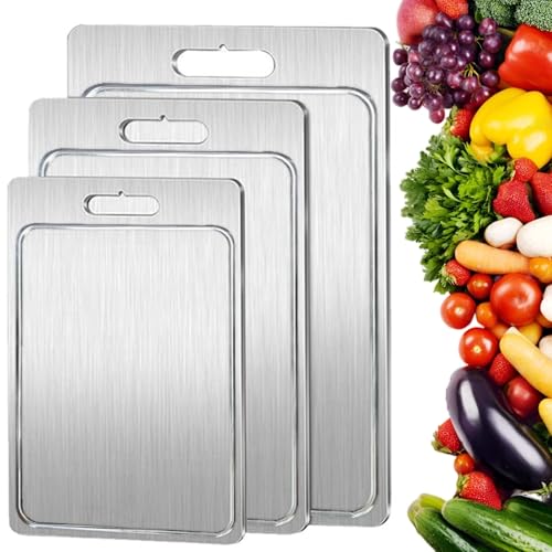 Kovali 100%-Titan-Schneidebrett 2.0 Mit Ablaufrinne,2026 New Titan Chopping Board,100% Pure Titanium Cutting Board,Langlebig und Leicht zu Reinigen Dishwasher Für Fleisch,Obst,Gemüse (1, S) von Donubiiu