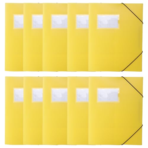 DoocliB Sammelmappe a4,10 Stück Eckspanner-Mappe aus Kunststoff, Kinder Eckspannermappe aus Kunststoff,Schnellhefter mit Innenklappen & Gummizug,Stabile Einschlagmappe aus Plastik(Gelb 10 Stück) von DoocliB