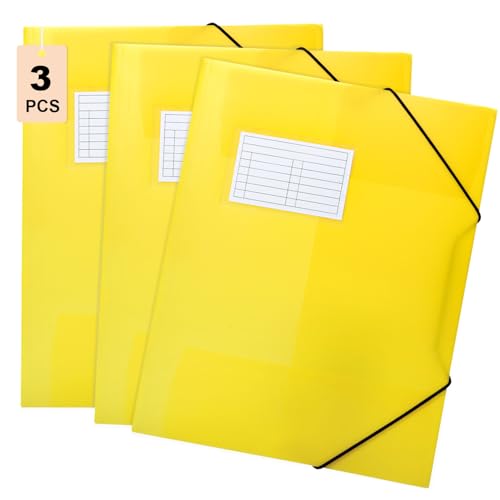 DoocliB Sammelmappe a4 3 Stück, Kinder Eckspannermappe aus Kunststoff,Parent (Gelb 3 Stück) von DoocliB