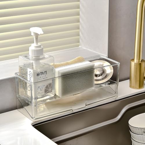DoocliB Spülbecken Organizer Abnehmbar,Rostbeständig,Organizer Schwammhalter Küche & Badezimmer mit Abflusspfanne,Transparent küchen Organizer spüle, für Küchenbürste,Schwamm,Handschuhe,Lappenhalter DoocliB Spülbecken Organizer Abnehmbar,Rostbeständig,Organizer Schwammhalter Küche & Badezimmer mit Abflusspfanne,Transparent küchen Organizer spüle, für Küchenbürste,Schwamm,Handschuhe,Lappenhalter von DoocliB