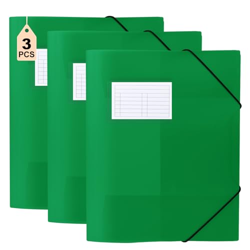 Postmappe A4 Schule Grün, Sammelmappe 3 Stück, Eckspannermappe Elastische Bandbefestigung, Schnellhefter PP-Material Robust und Langlebig, Dokumentenmappe von DoocliB