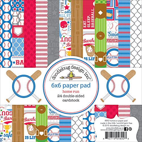 Doodlebug Doppelseitiges Papier Pad 6 x 6 24/pkg-Home Run, andere, Mehrfarbig von Doodlebug