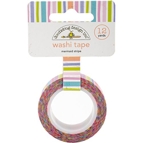 doodlebugdoodlebug Washi Tape 15 mm X 12yd-Mermaid Streifen, andere, Mehrfarbig von Doodlebug