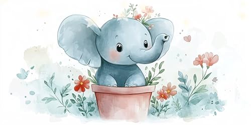 Diamond Painting Erwachsene Elefant Diamond Painting Blumentopf Diamant Paintings bilder, Diamant Malerei Art Kits Cross Stitch Stickerei Kunsthandwerk Sets für Wanddeko Schlafzimmer 80x160cm G6-760 von Doontiny