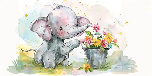Diamond Painting Erwachsene Elefant Diamond Painting Chrysantheme Diamant Paintings bilder, Diamant Malerei Art Kits Cross Stitch Stickerei Kunsthandwerk Sets für Wanddeko Schlafzimmer 60x120cm G6-738 von Doontiny