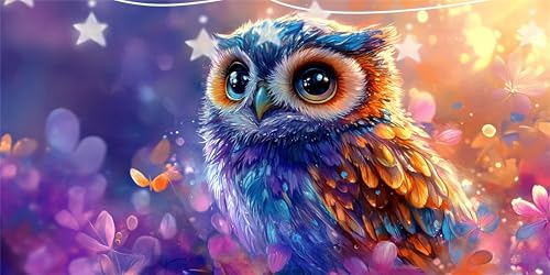 Diamond Painting Erwachsene Eule Diamond Painting Blume Diamant Paintings bilder, 5D Diamant Malerei Kits Cross Stitch Stickerei Kunsthandwerk für Deko Wohnzimmer, Geschenke für Frauen 45x90cm G6-292 von Doontiny