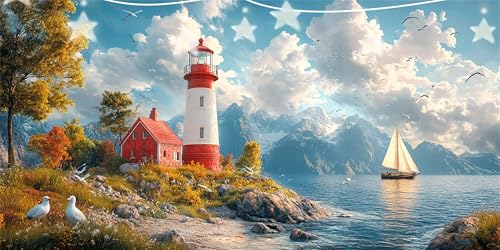 Diamond Painting Erwachsene Haus Diamond Painting Boot Diamant Paintings bilder, 5D Diamant Malerei Kits Cross Stitch Stickerei Kunsthandwerk für Deko Wohnzimmer, Geschenke für Frauen 45x90cm G6-82 von Doontiny