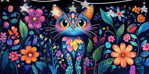 Diamond Painting Erwachsene Katze Diamond Painting Wildblumen Diamant Paintings bilder, Diamant Malerei Art Kits Cross Stitch Stickerei Kunsthandwerk Sets für Wanddeko Schlafzimmer 50x100cm G6-746 von Doontiny