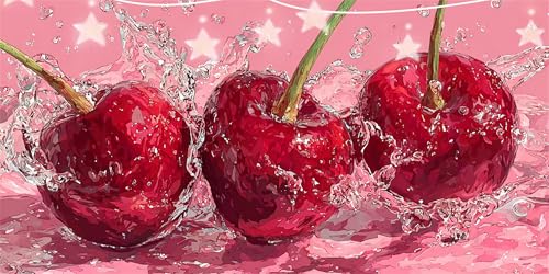Diamond Painting Erwachsene Kirsche Diamond Painting Obst Diamant Paintings bilder, Diamant Malerei Kits Cross Stitch Stickerei Kunsthandwerk für Deko Wohnzimmer, Geschenke für Frauen 45x90cm G6-986 von Doontiny
