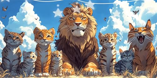 Diamond Painting Erwachsene Löwe Diamond Painting Katze Diamant Paintings bilder, 5D Diamant Malerei Kits Cross Stitch Stickerei Kunsthandwerk für Deko Wohnzimmer, Geschenke für Frauen 50x100cm G6-432 von Doontiny
