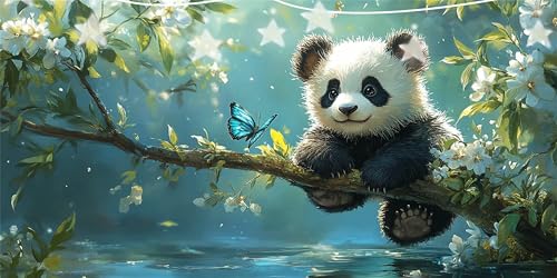 Diamond Painting Erwachsene Panda Diamond Painting Blume Diamant Paintings bilder, 5D Diamant Malerei Kits Cross Stitch Stickerei Kunsthandwerk für Aesthetic Wanddeko Schlafzimmer 100x200cm G6-742 von Doontiny