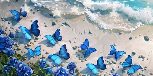 Diamond Painting Erwachsene Schmetterling Diamond Painting Meer Diamant Paintings bilder, Diamant Malerei Art Kits Cross Stitch Stickerei Kunsthandwerk Sets für Wanddeko Schlafzimmer 70x140cm G6-2 von Doontiny