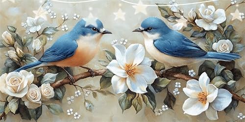 Diamond Painting Erwachsene Vogel Diamond Painting Blau Diamant Paintings bilder, 5D Diamant Malerei Kits Cross Stitch Stickerei Kunsthandwerk für Deko Wohnzimmer, Geschenke für Frauen 80x160cm G6-14 von Doontiny
