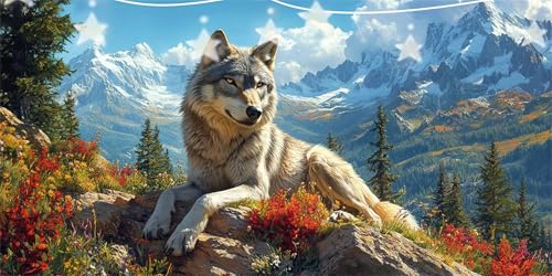 Diamond Painting Erwachsene Wolf Diamond Painting Berg Diamant Paintings bilder, 5D Diamant Malerei Kits Cross Stitch Stickerei Kunsthandwerk für Deko Wohnzimmer, Geschenke für Frauen 100x200cm G6-444 Diamond Painting Erwachsene Wolf Diamond Painting Berg Diamant Paintings bilder, 5D Diamant Malerei Kits Cross Stitch Stickerei Kunsthandwerk für Deko Wohnzimmer, Geschenke für Frauen 100x200cm G6-444 von Doontiny