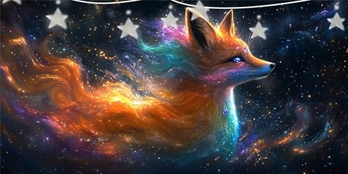 Diamond Painting Füchse Diamant Paintings Sternenhimmel Diamond Painting Erwachsene Anfänger, 5D Mosaikherstellung Arts Craft, Crystal Stickerei Diamant Malerei Kit für Deko Wohnzimmer 50x100cm G6-449 von Doontiny