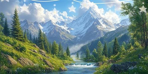 Diamond Painting Schneeberg Diamant Paintings Weiße Wolke Diamond Painting Erwachsene Anfänger, 5D Mosaikherstellung Arts Craft, Crystal Stickerei Diamant Malerei für Deko Wohnzimmer 50x100cm G6-473 von Doontiny