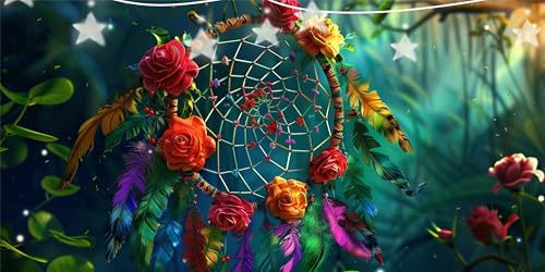 Diamond Painting Traumfänger Diamant Paintings Blume Diamond Painting Erwachsene Anfänger, 5D DIY Mosaikherstellung Arts Craft, Crystal Stickerei Diamant Malerei für Deko Wohnzimmer 60x120cm G6-25 von Doontiny