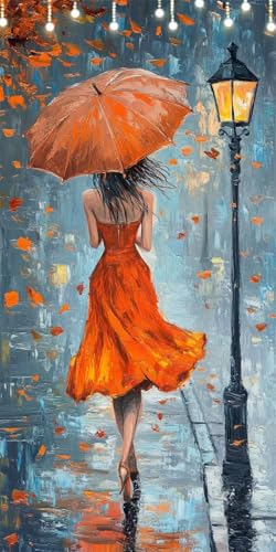 Frau Malen Nach Zahlen Groß 90X180cm Regenschirm Malen Nach Zahlen Erwachsene, DIY Kreativ Set Mit 3-Pinseln und Acrylfarbe, Ohne Rahmen, Painting by Numbers für Wohnzimmer Wanddeko, Geschenke W6-300 von Doontiny