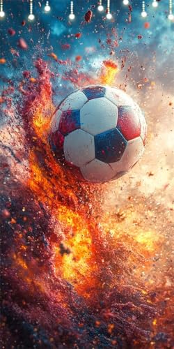 Malen Nach Zahlen Erwachsene Flamme Malen Nach Zahlen Fußball, DIY Handgemalt Ölgemälde Kit für Anfänger und Erwachsene Mit Pinseln und Acrylfarbe, Ohne Rahmen, Wanddeko Wohnzimmer 90X180cm W6-389 von Doontiny
