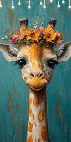 Malen Nach Zahlen Erwachsene Giraffe Malen Nach Zahlen Chrysantheme, DIY Handgemalt Ölgemälde Kit für Anfänger und Erwachsene Mit Pinseln und Acrylfarbe, Ohne Rahmen, Wanddeko Flur 90X180cm W6-367 von Doontiny