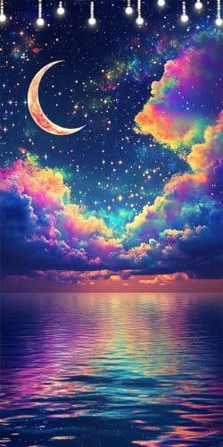 Malen Nach Zahlen Erwachsene Mond Malen Nach Zahlen Farbe, DIY Handgemalt Ölgemälde Kit für Anfänger und Erwachsene Mit Pinseln und Acrylfarbe Ohne Rahmen, Wanddeko Wohnzimmer Geschenk 60X120cm W6-563 von Doontiny