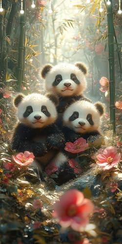 Malen Nach Zahlen Erwachsene Panda Malen Nach Zahlen Bambus, DIY Handgemalt Ölgemälde Kit für Anfänger und Erwachsene Mit Pinseln und Acrylfarbe, Ohne Rahmen, Wanddekoration Wohnzimmer 60X120cm W6-555 von Doontiny