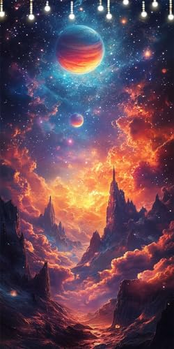 Malen Nach Zahlen Erwachsene Planet Malen Nach Zahlen Wolke, DIY Handgemalt Ölgemälde Kit für Anfänger und Erwachsene Mit Pinseln und Acrylfarbe, Ohne Rahmen, Wanddekoration Wohnzimmer 60X120cm W6-571 von Doontiny