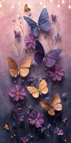 Malen Nach Zahlen Erwachsene Schmetterling Malen Nach Zahlen Lila, DIY Handgemalt Ölgemälde Kit für Anfänger und Erwachsene Mit Pinseln und Acrylfarbe, Ohne Rahmen, Wanddeko Flur 100X200cm W6-375 von Doontiny
