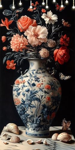 Vase Malen Nach Zahlen Groß 60X120cm Hülse Malen Nach Zahlen Erwachsene, DIY Kreativ Set Mit 3-Pinseln und Acrylfarbe, Ohne Rahmen, Painting by Numbers für Geschenke und Wohnzimmer Wanddeko W6-354 von Doontiny