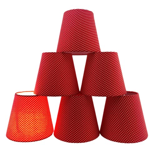 Doooitlight Set mit 6 Clip-Lampenschirmen für Lampen, Leuchten, Kronleuchter rauten (Roter Punkt) von Doooitlight