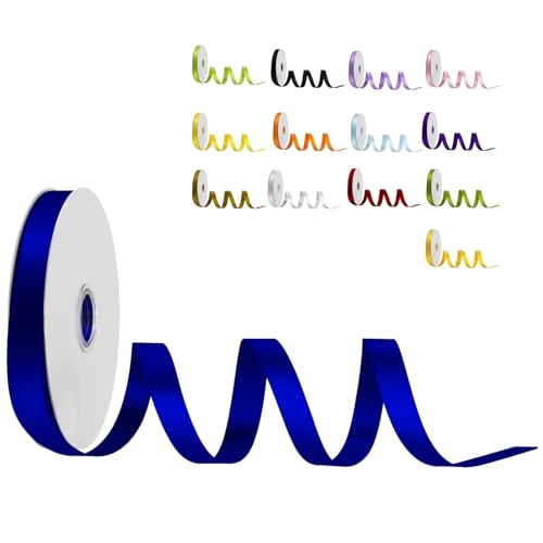 Satinband Schleifenband Dunkelblau, Dooozy 6mm 91m Geschenkband Dekoband, Stoffband für Verpacken Geschenken Weihnachten Hochzeit Dekorieren von Dooozy