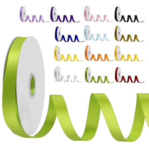 Satinband Schleifenband Grün, Dooozy 10mm 91m Geschenkband Dekoband, Stoffband für Verpacken Geschenken Weihnachten Hochzeit Dekorieren von Dooozy
