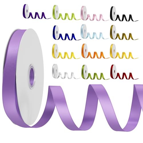 Satinband Schleifenband Hellviolett, Dooozy 10mm 91m Geschenkband Dekoband, Stoffband für Verpacken Geschenken Weihnachten Hochzeit Dekorieren von Dooozy
