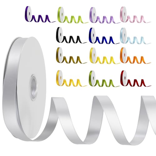 Satinband Schleifenband Weiß, Dooozy 10mm 91m Geschenkband Dekoband, Stoffband für Verpacken Geschenken Weihnachten Hochzeit Dekorieren von Dooozy