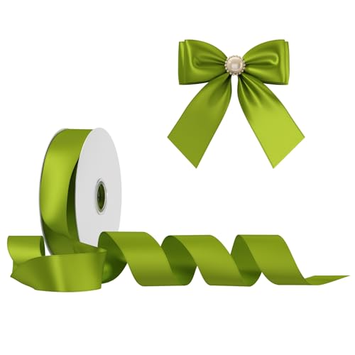 Satinband Schleifenband Dunkelgrün, Dooozy 25mm 91m Geschenkband Dekoband, Stoffband für Verpacken Geschenken Weihnachten Hochzeit Dekorieren von Dooozy