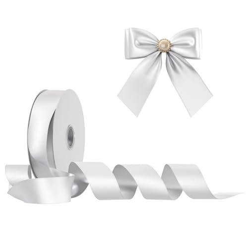 Satinband Schleifenband Weiß, Dooozy 25mm 91m Geschenkband Dekoband, Stoffband für Verpacken Geschenken Weihnachten Hochzeit Dekorieren Satinband Schleifenband Weiß, Dooozy 25mm 91m Geschenkband Dekoband, Stoffband für Verpacken Geschenken Weihnachten Hochzeit Dekorieren von Dooozy