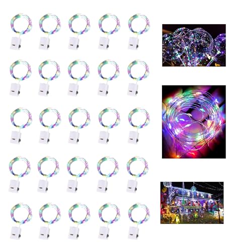 Dooozy 20 Stück Micro LED Lichterkette, 2M 20 Led Lichterkette 3 Modi Batterie Kupfer Drahtlichterkette Wasserfest für Weihnachten Außen Garten, Innen Hochzeit, Party(Bunt) von Dooozy