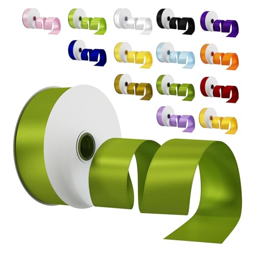 Satinband Schleifenband Dunkelgrün, Dooozy 38mm 91m Geschenkband Dekoband, Stoffband für Verpacken Geschenken Weihnachten Hochzeit Dekorieren von Dooozy