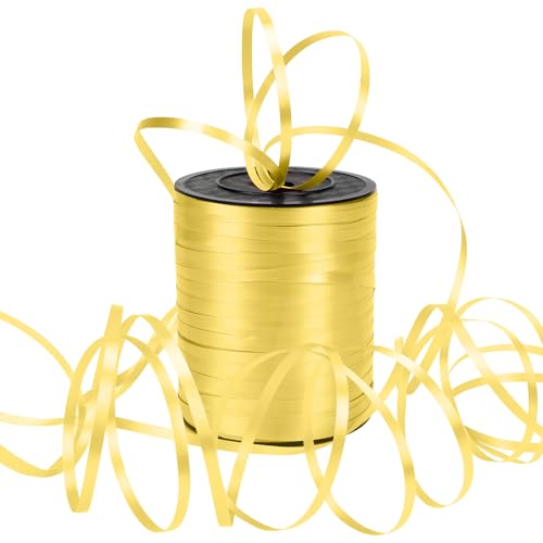 Dooozy 500 M/ 546 Yards Ringelband Geschenkband Set, 5MM Geschenkbänder für Geburtstag Luftballons Hochzeit Geschenkverpackung Florist Luftballon Schleifen und Saisonale Deko(Gelb) von Dooozy