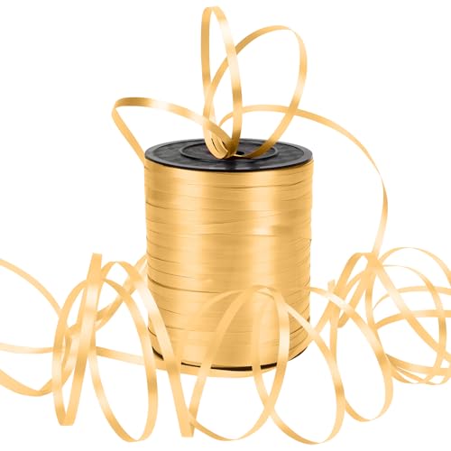 Dooozy 500 M/ 546 Yards Ringelband Geschenkband Set, 5MM Geschenkbänder für Geburtstag Luftballons Hochzeit Geschenkverpackung Florist Luftballon Schleifen und Saisonale Deko(Gold) von Dooozy