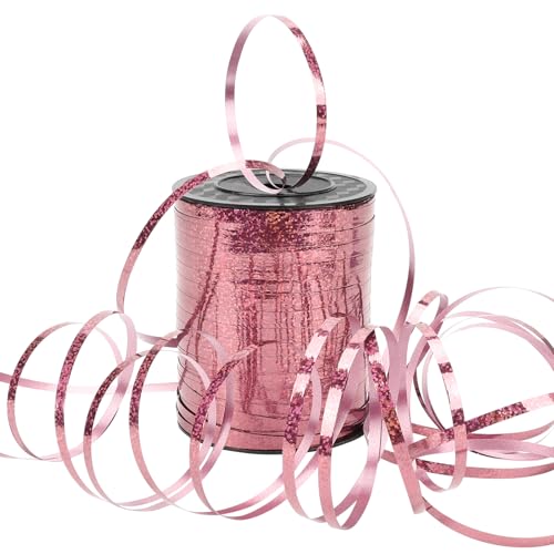 Dooozy 500 M/ 546 Yards Ringelband Geschenkband Set, 5MM Geschenkbänder für Geburtstag Luftballons Hochzeit Geschenkverpackung Florist Luftballon Schleifen und Saisonale Deko(Laser Rosa) von Dooozy